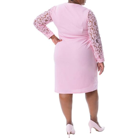 Kasper Women's Lace Knee-Length Salmon Pink Sheath Dress Size XL - Picture 2 of 16